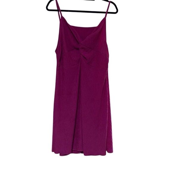 Shein Curve 2XL Hot Pink Textured Knot Front Slip Mini Dress Sexy Summer Vacay - Picture 1 of 8